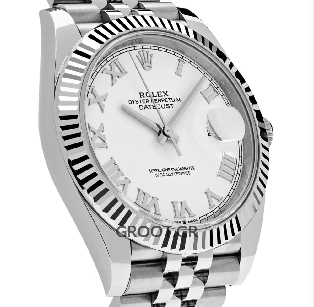 Rolex Datejust Steel White Roman Dial Jubilee 41Mm