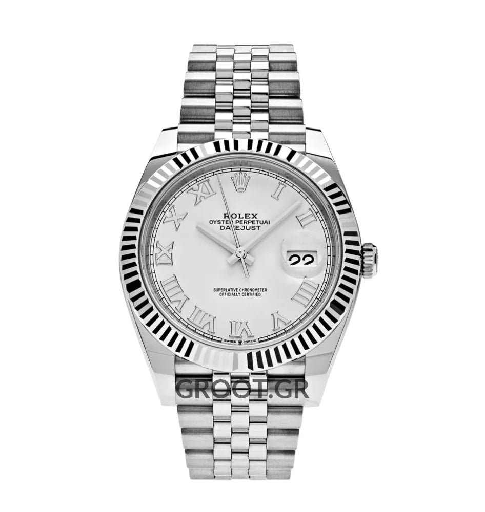 Rolex Datejust Steel White Roman Dial Jubilee 41Mm
