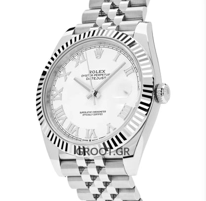 Rolex Datejust Steel White Roman Dial Jubilee 41Mm