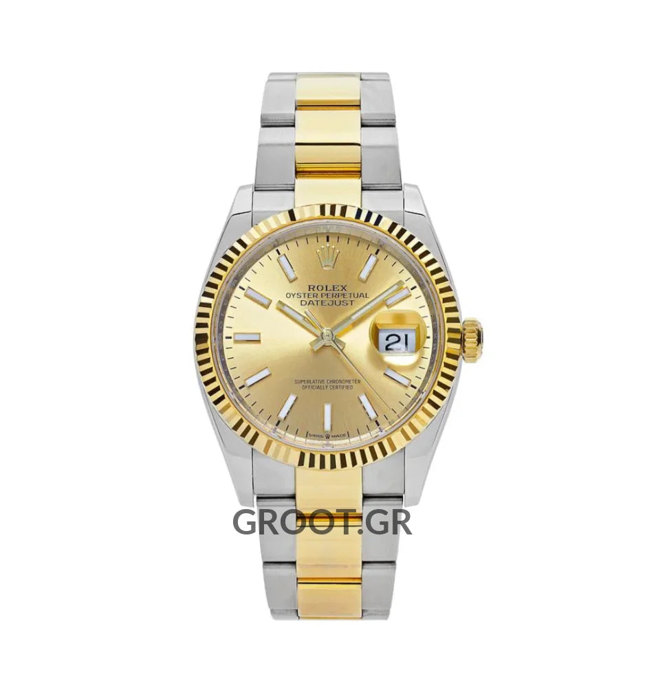 Rolex Datejust Two Tone Champagne Dial Oyster 41Mm