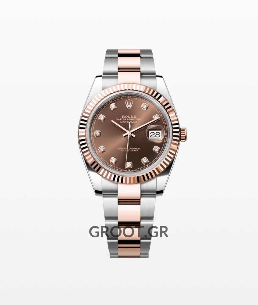 Rolex Datejust Two Tone Pink Gold Chocolate Dial Oyster 41Mm