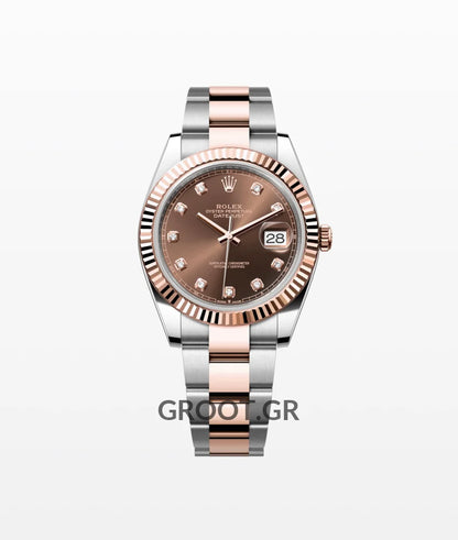 Rolex Datejust Two Tone Pink Gold Chocolate Dial Oyster 41Mm