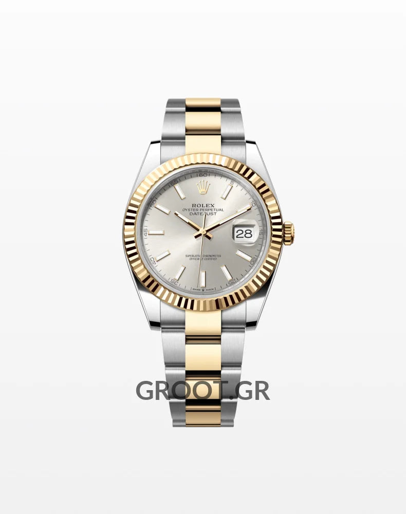 Rolex Datejust Two Tone Silver Dial Oyster 41Mm