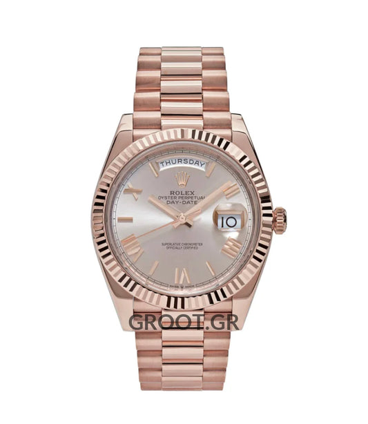 Rolex Day-Date Everose Gold Sundust Dial Roman 40Mm