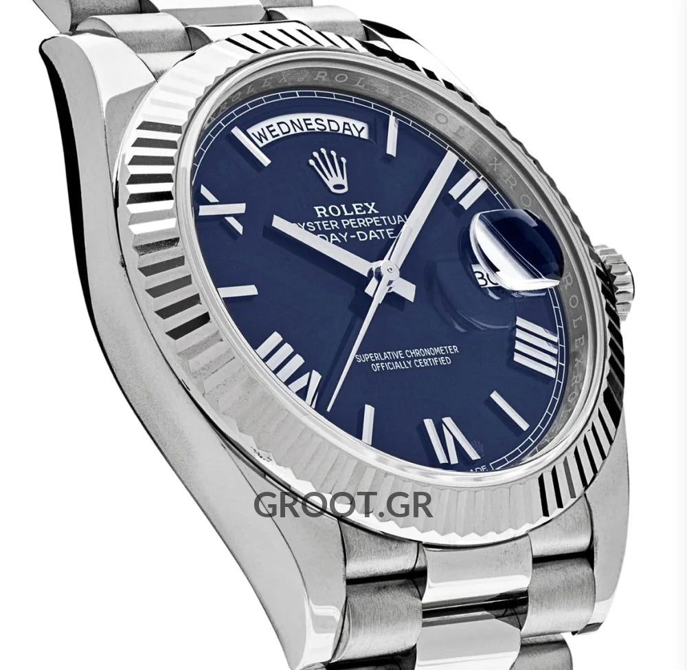 Rolex Day-Date Steel Blue Roman Dial President 40Mm