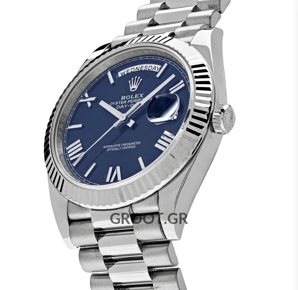 Rolex Day-Date Steel Blue Roman Dial President 40Mm