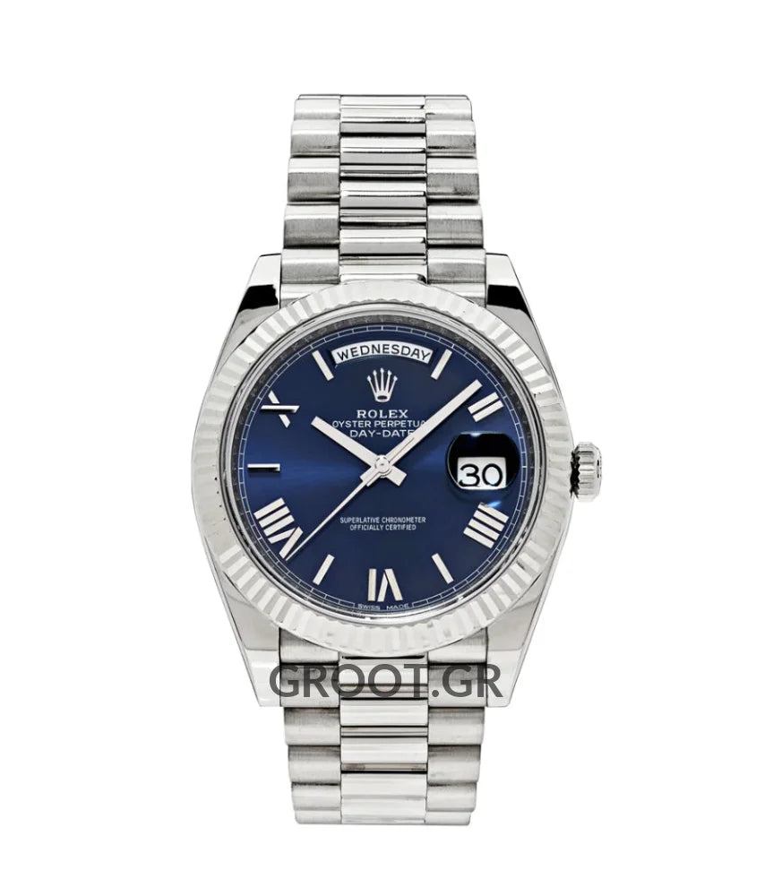 Rolex Day-Date Steel Blue Roman Dial President 40Mm