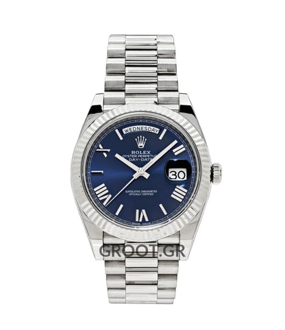 Rolex Day-Date Steel Blue Roman Dial President 40Mm