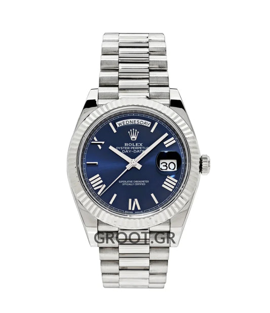 Rolex Day-Date Steel Blue Roman Dial President 40Mm
