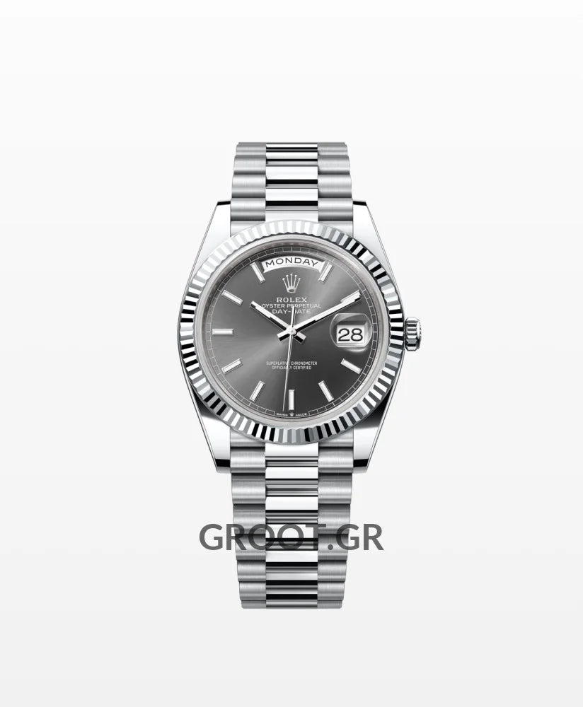 Rolex Day-Date Steel Dark Rhodium Dial President 40Mm