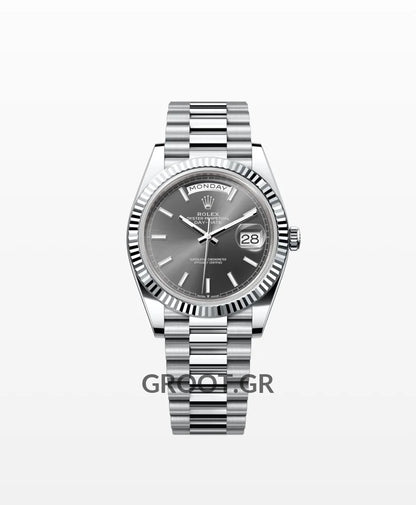 Rolex Day-Date Steel Dark Rhodium Dial President 40Mm