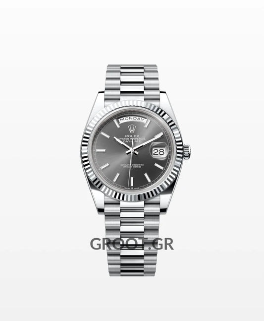 Rolex Day-Date Steel Dark Rhodium Dial President 40Mm