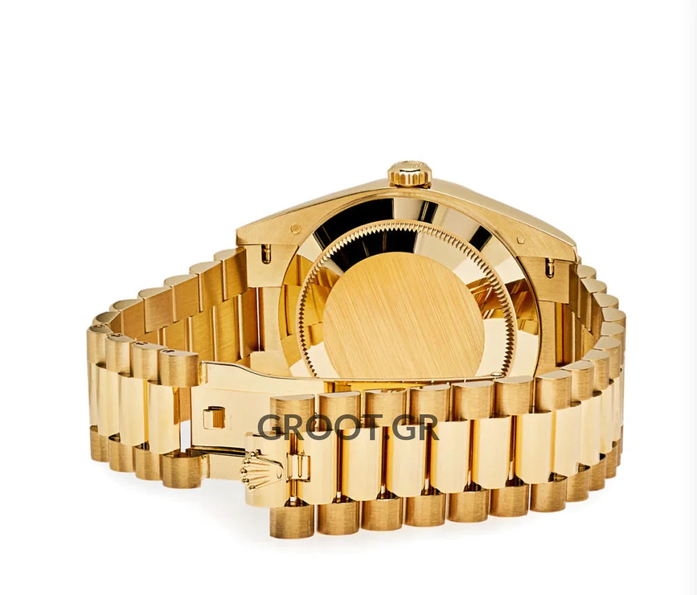 Rolex Day-Date Yellow Gold Black Diagonal Dial President 40Mm