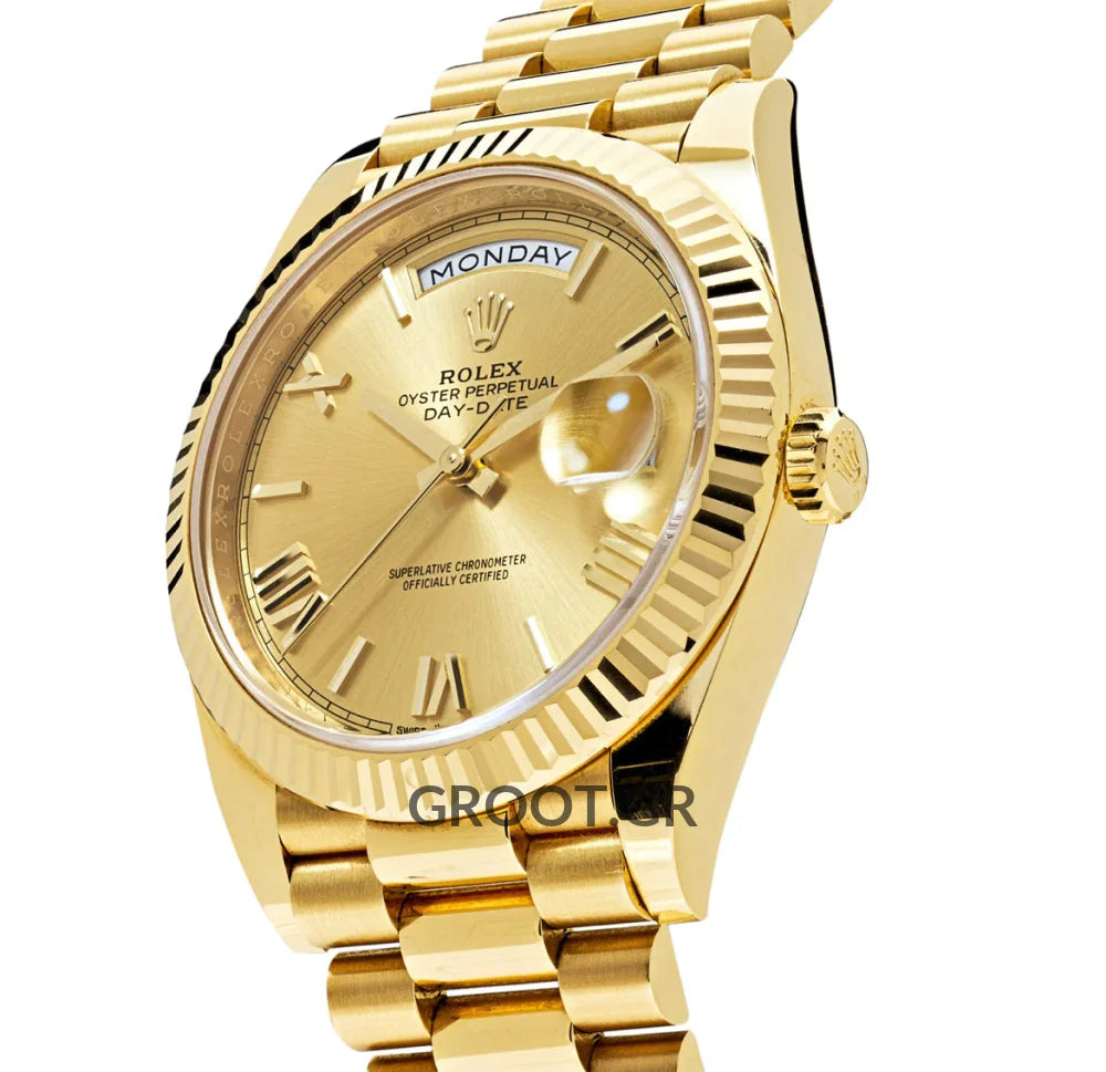 Rolex Day-Date Yellow Gold Champagne Roman Dial President 40Mm