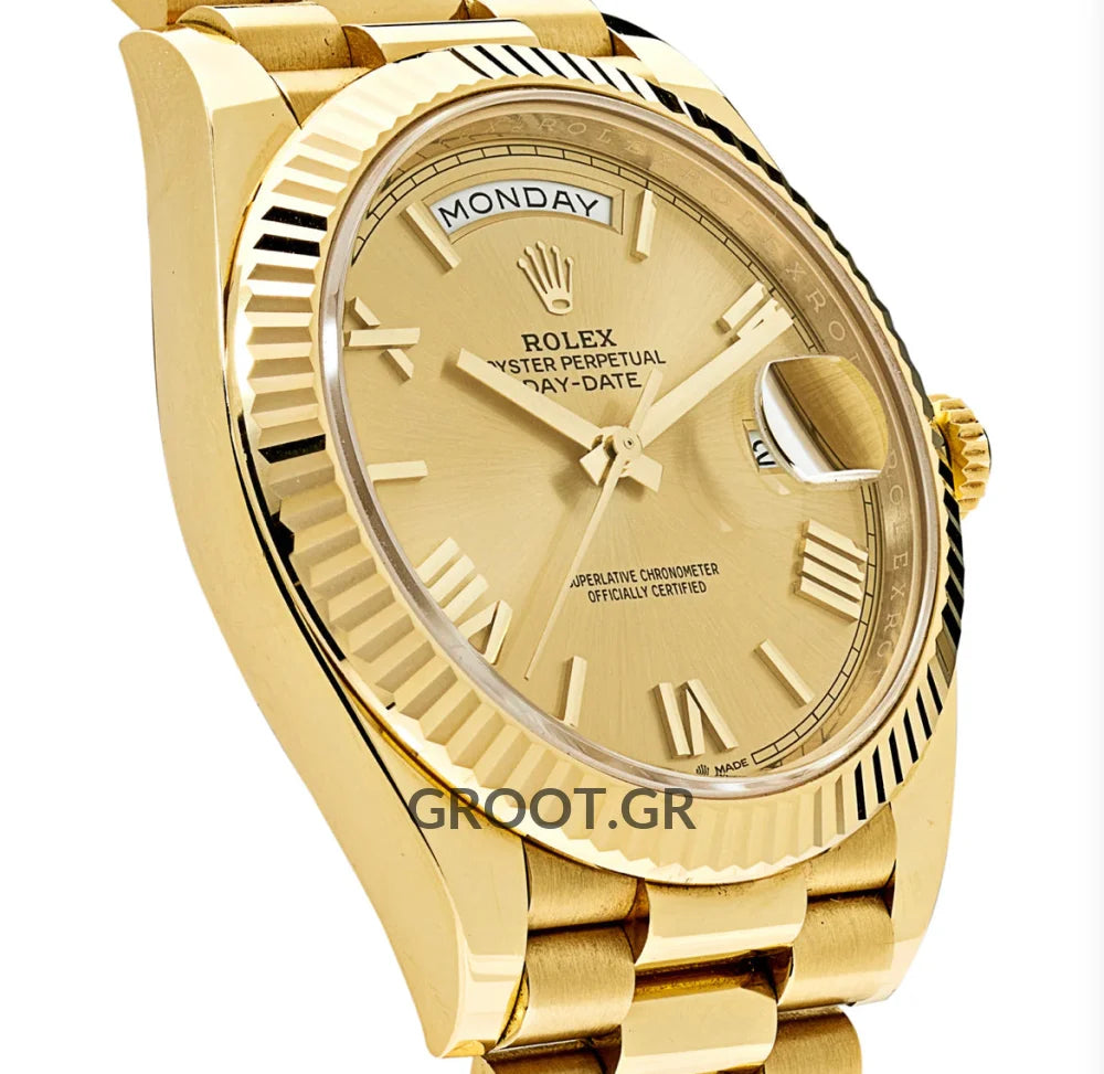 Rolex Day-Date Yellow Gold Champagne Roman Dial President 40Mm