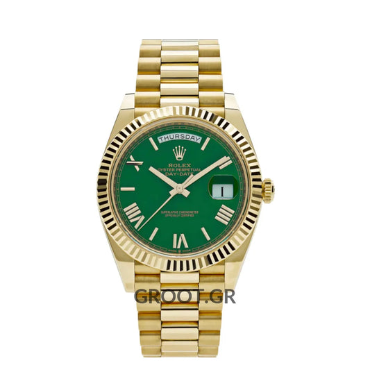 Rolex Day-Date Yellow Gold Green Dial President 40Mm