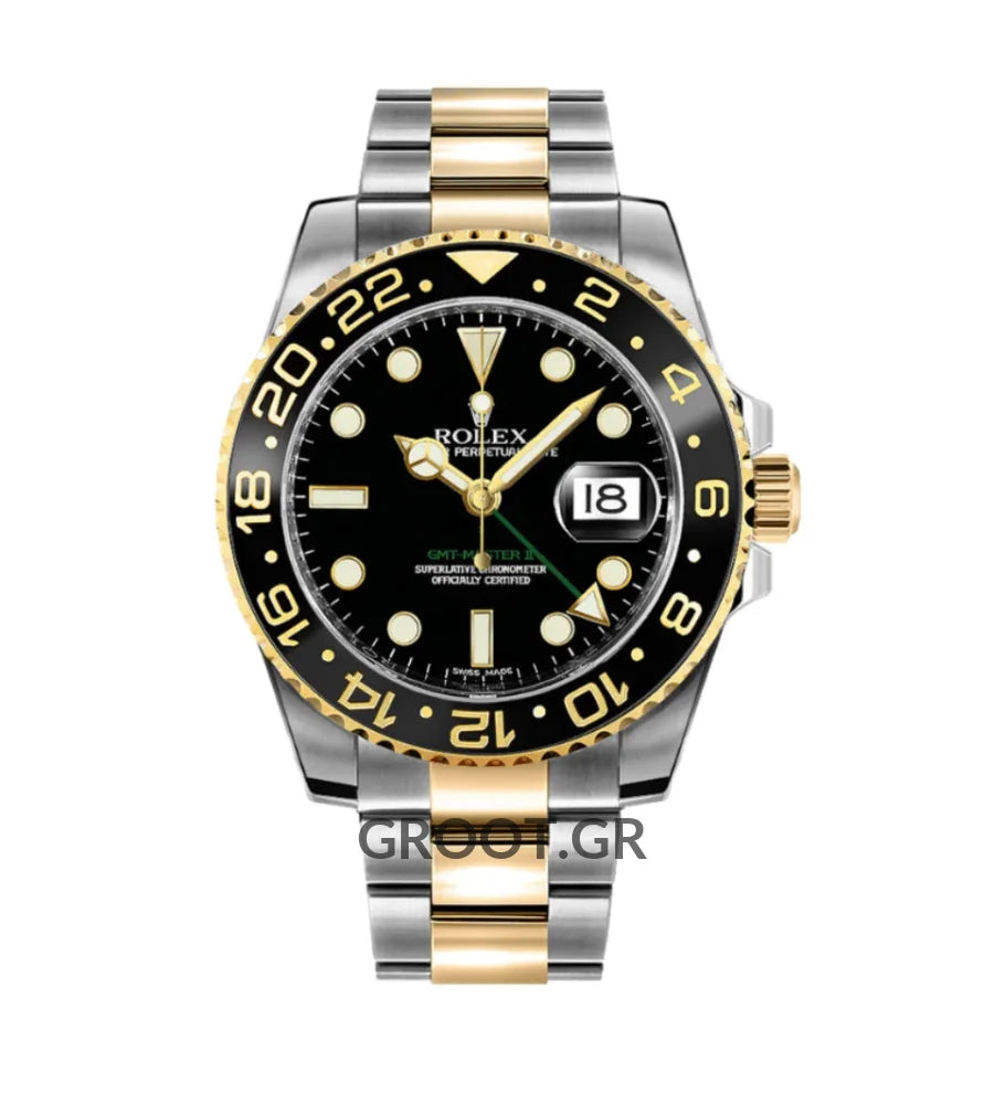 Rolex Gmt-Master Ii Two Tone Yellow Gold Black Dial 40Mm