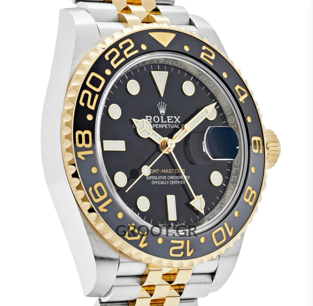 Rolex Gmt-Master Ii Two Tone Yellow Gold Black Dial Jubilee 40Mm