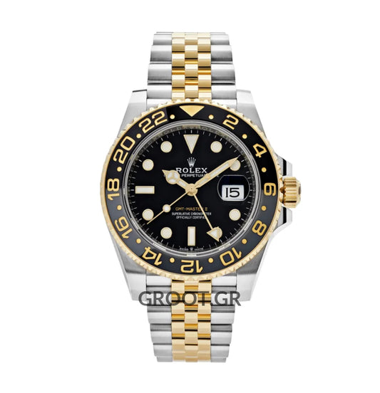 Rolex Gmt-Master Ii Two Tone Yellow Gold Black Dial Jubilee 40Mm
