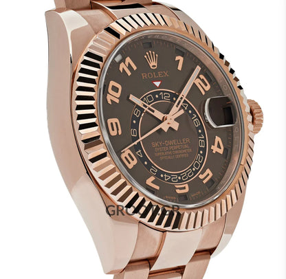 Rolex Sky-Dweller Rose Gold Chocolate Arabic Dial 42Mm
