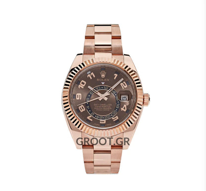 Rolex Sky-Dweller Rose Gold Chocolate Arabic Dial 42Mm
