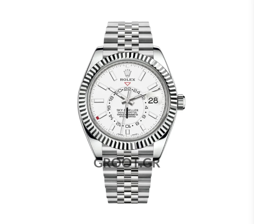 Rolex Sky-Dweller Stainless Steel White Gold Dial Jubilee 42Mm
