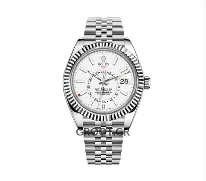 Rolex Sky-Dweller Stainless Steel White Gold Dial Jubilee 42Mm