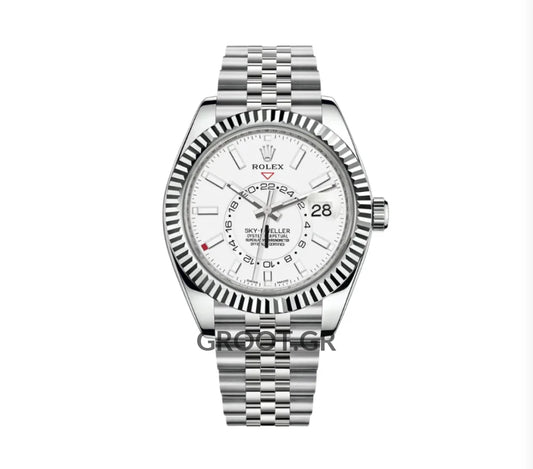 Rolex Sky-Dweller Stainless Steel White Gold Dial Jubilee 42Mm