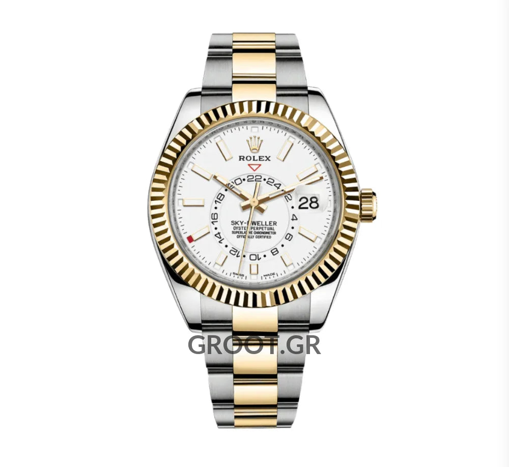 Rolex Sky-Dweller Steel Yellow Gold White Dial Oyster 42Mm