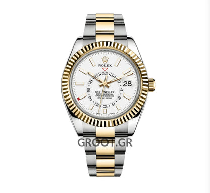 Rolex Sky-Dweller Steel Yellow Gold White Dial Oyster 42Mm