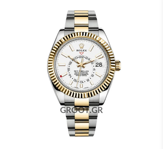 Rolex Sky-Dweller Steel Yellow Gold White Dial Oyster 42Mm