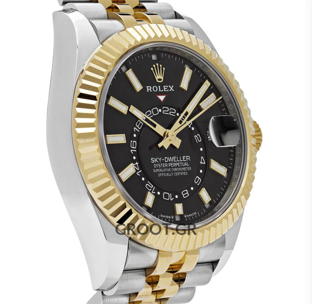 Rolex Sky-Dweller Two Tone Black Dial Jubilee 42Mm