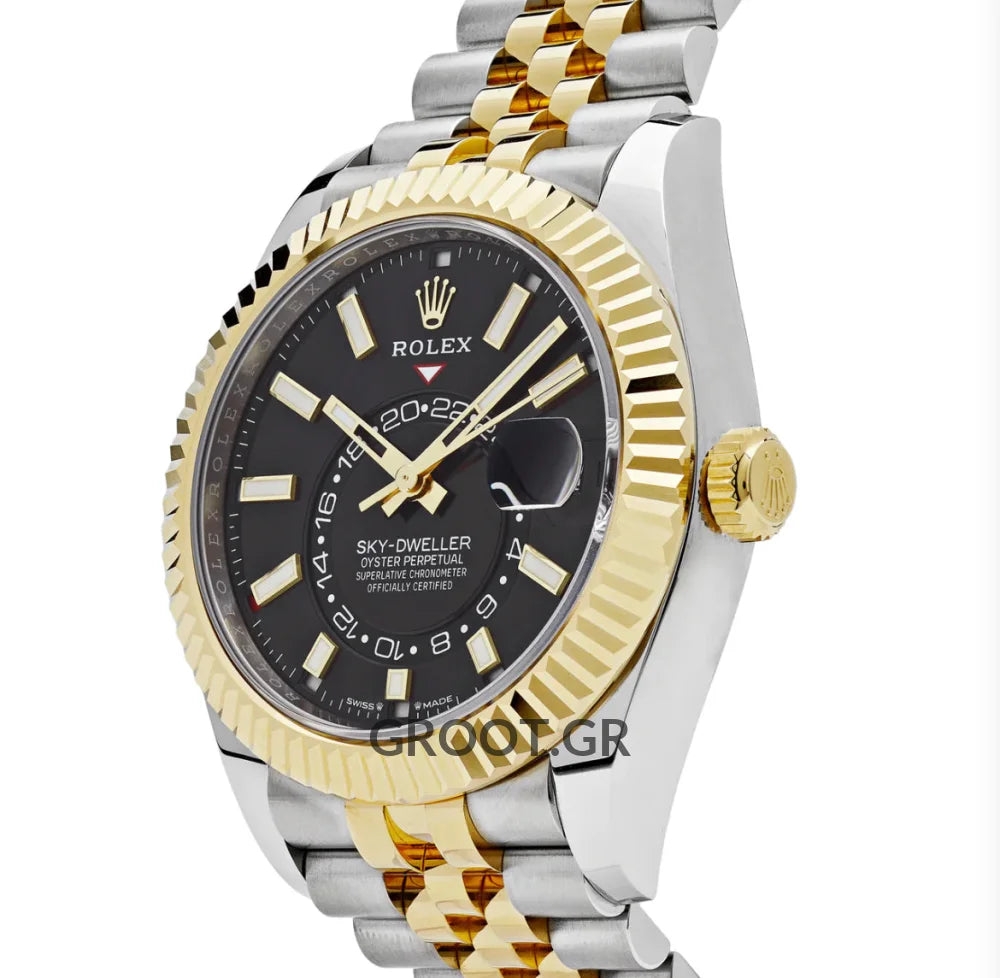 Rolex Sky-Dweller Two Tone Black Dial Jubilee 42Mm