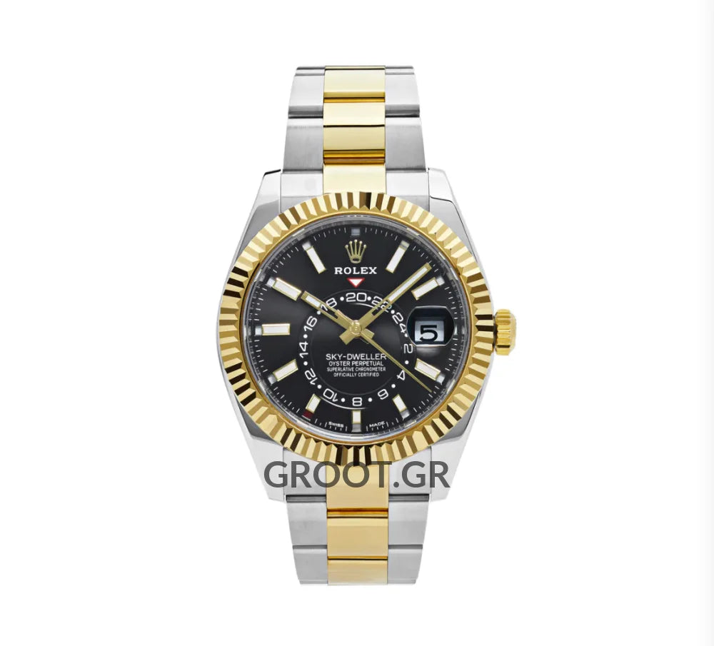 Rolex Sky-Dweller Two Tone Black Dial Oyster 42Mm