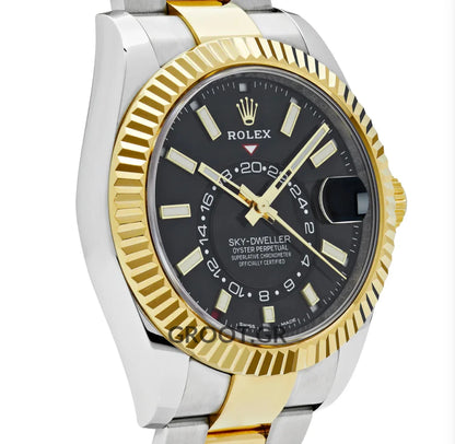 Rolex Sky-Dweller Two Tone Black Dial Oyster 42Mm