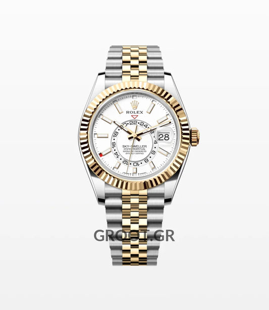 Rolex Sky-Dweller Two Tone White Dial Jubilee 42Mm