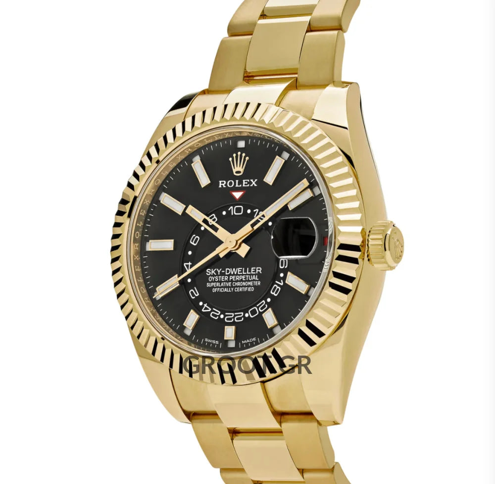 Rolex Sky-Dweller Yellow Gold Black Dial Oyster 42Mm