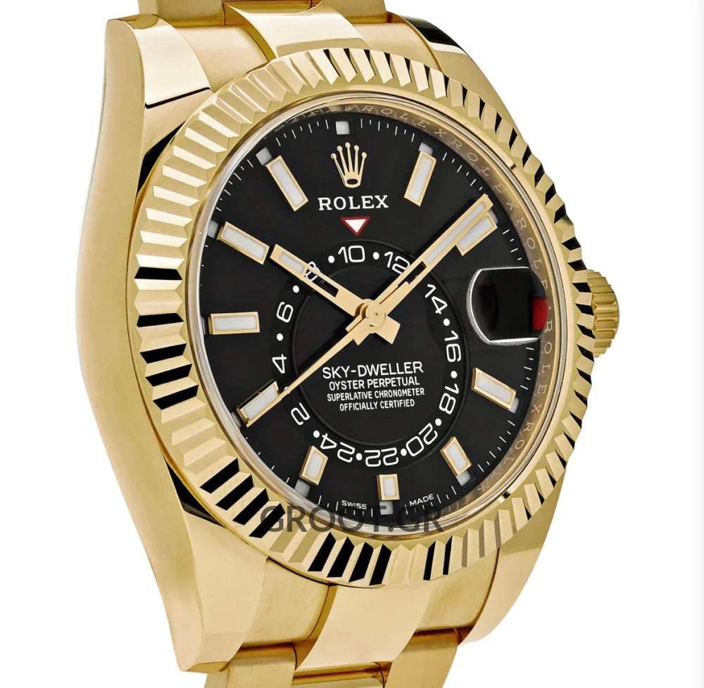 Rolex Sky-Dweller Yellow Gold Black Dial Oyster 42Mm