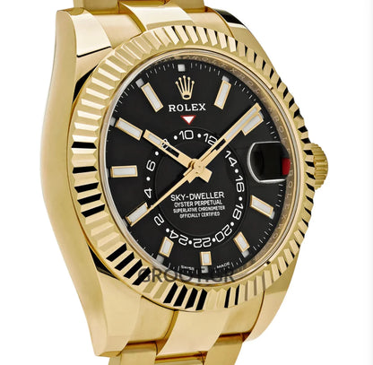 Rolex Sky-Dweller Yellow Gold Black Dial Oyster 42Mm