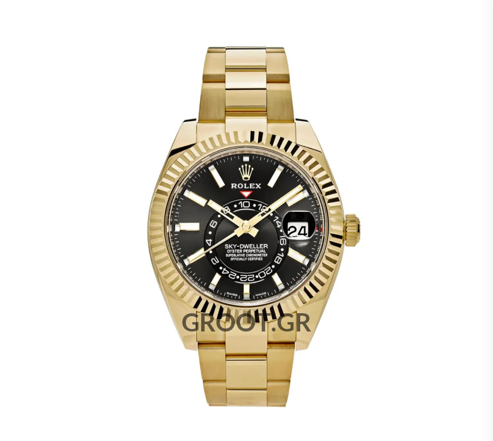 Rolex Sky-Dweller Yellow Gold Black Dial Oyster 42Mm