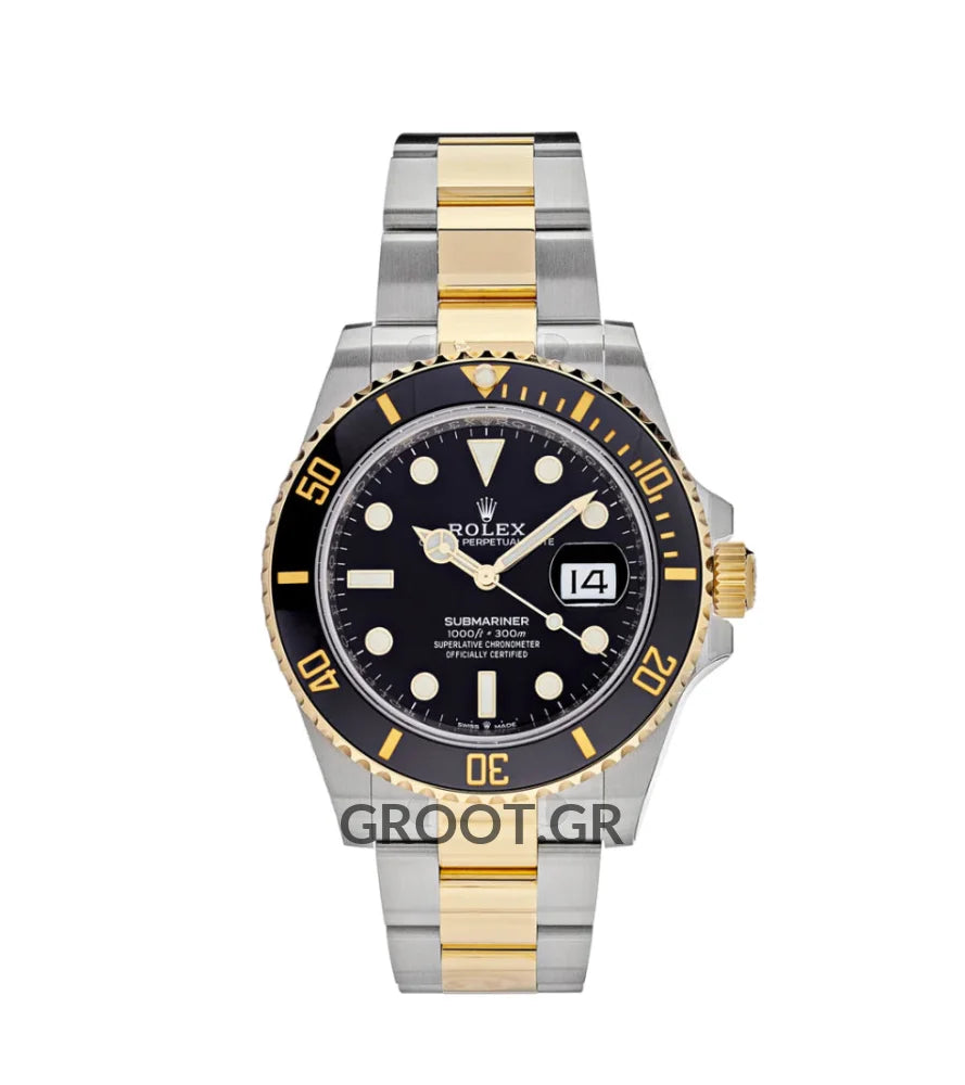 Rolex Submariner Date 2 Tone Yellow Gold Black Dial
