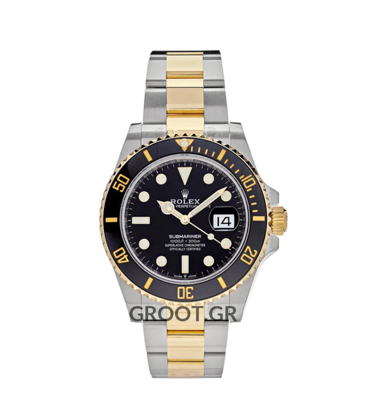 Rolex Submariner Date 2 Tone Yellow Gold Black Dial
