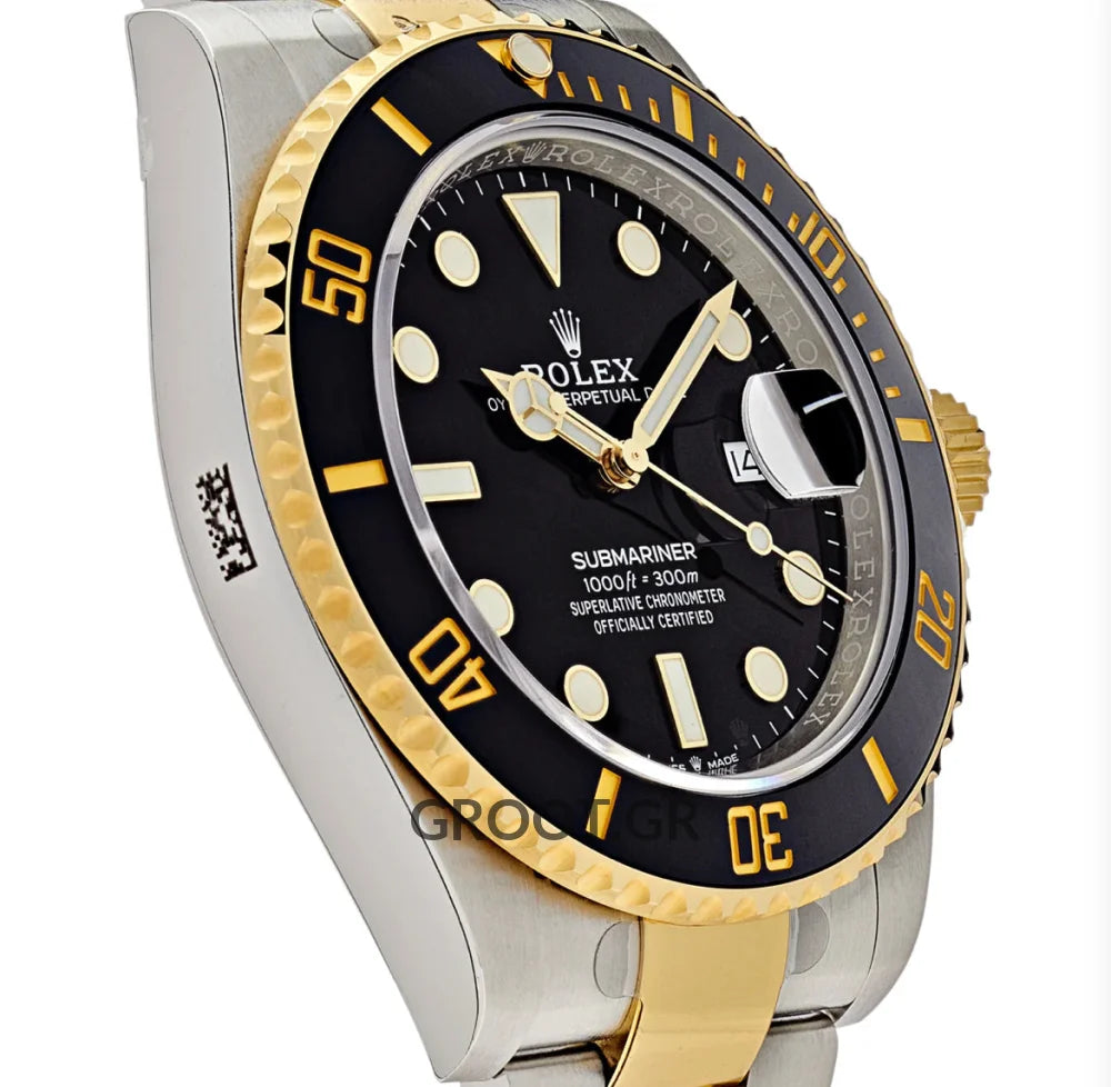 Rolex Submariner Date 2 Tone Yellow Gold Black Dial