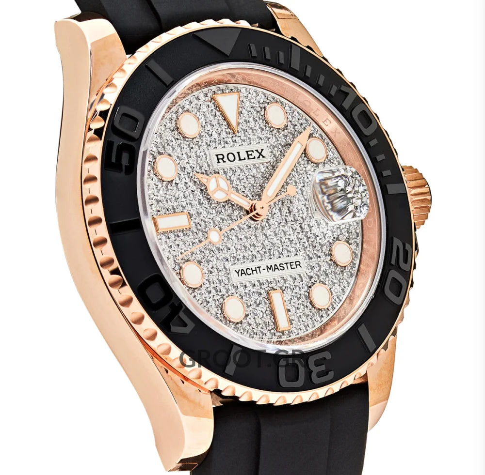 Rolex Yacht Master Rose Gold Pave Diamond Dial 40Mm